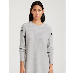 Proenza Schouler Women's Wool Cashmere Blend‎ Gray Thick Knit Button Shoulder- M